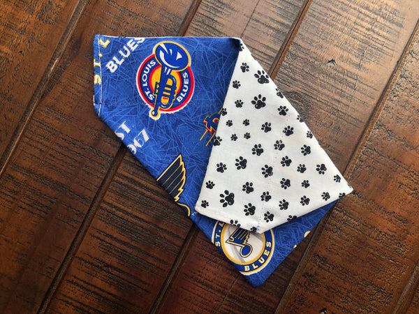 St Louis Blues Over-the-Collar Reversible Dog Bandanas ~ Four Sizes, Two Fabric Choices, Optional Personalization