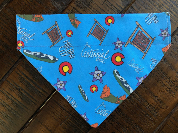 Colorful Colorado Over-the-Collar Reversible Dog Bandanas ~ Four Sizes, Optional Personalization