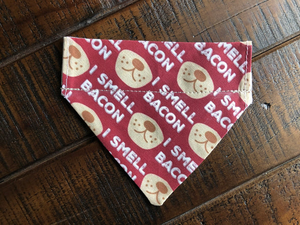 Bacon Lover's Over-the-Collar Reversible Dog Bandana ~ Four Sizes, Two Fabric Choices, Optional Personalization