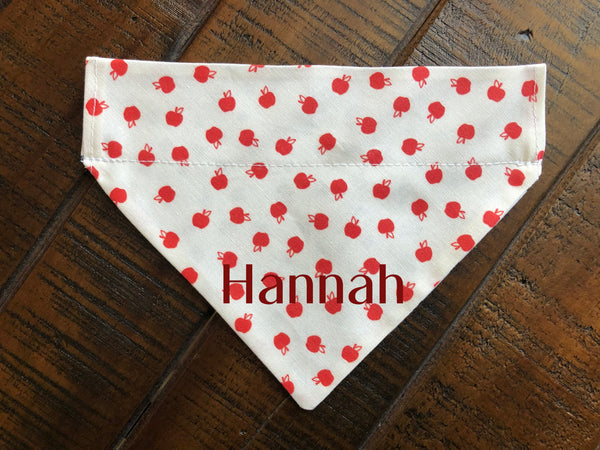 Apples Over-the-Collar Reversible Dog Bandana ~ Four Sizes, Optional Personalization