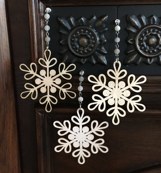 Wooden Snowflakes Chandelier Charms ~ Set of 3