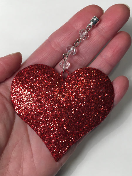 Glitter Heart Chandelier Charms ~ Set of 3, Single or Double Sided