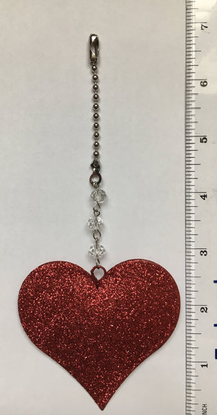 Glitter Heart Ceiling Fan Pull Chain ~ Double Sided