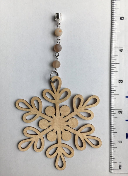 Wooden Snowflakes Chandelier Charms ~ Set of 3