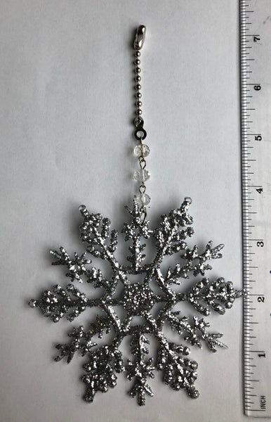 Silver Glitter Snowflake Ceiling Fan Pull Chain
