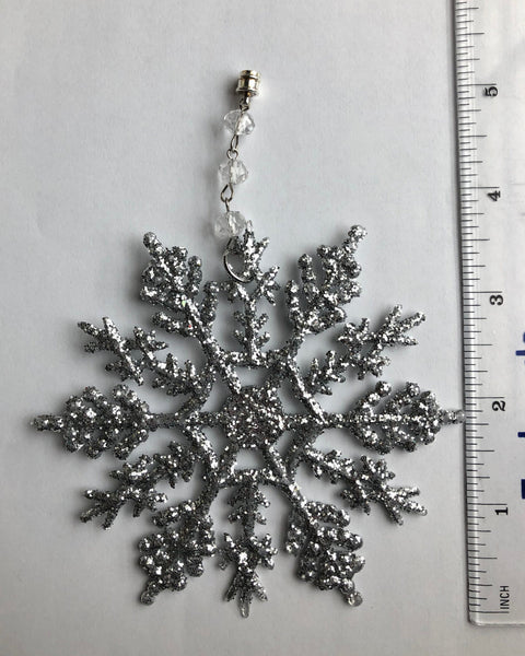 Silver Glitter Snowflake Chandelier Charms ~ Set of 3