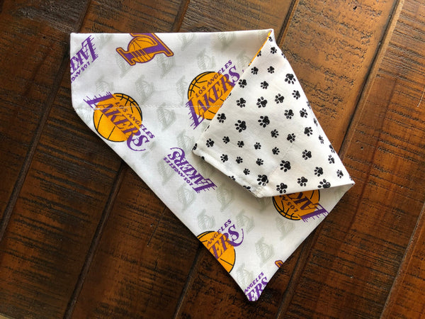 Los Angeles Lakers Over-the-Collar Reversible Dog Bandana ~ Four Sizes, Optional Personalization