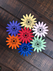 Wooden Flower Chandelier Charms ~ Set of 3, Seven Color Choices