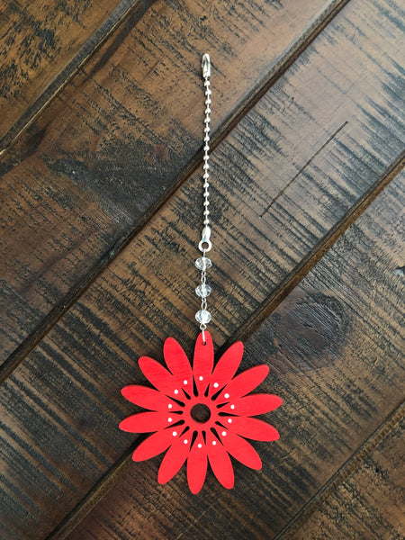 Wooden Flower Ceiling Fan Pull Chain ~ Seven Color Choices