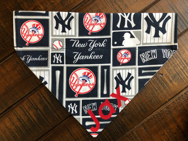 New York Yankees Over-the-Collar Reversible Dog Bandana ~ Four Sizes, Optional Personalization
